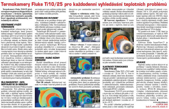 Technický týdeník, č. 6/2008 - Termokamery Fluke Ti10/25 pro každodenní vyhledávání teplotních problémů