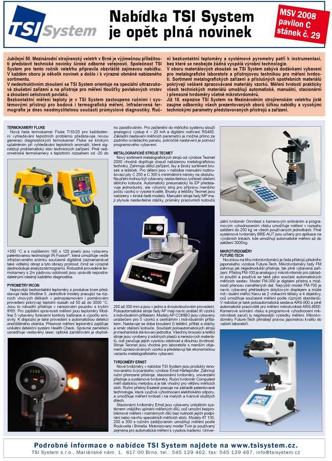 Technický týdeník 2008 - článek Nabídka TSI System je opět plná novinek