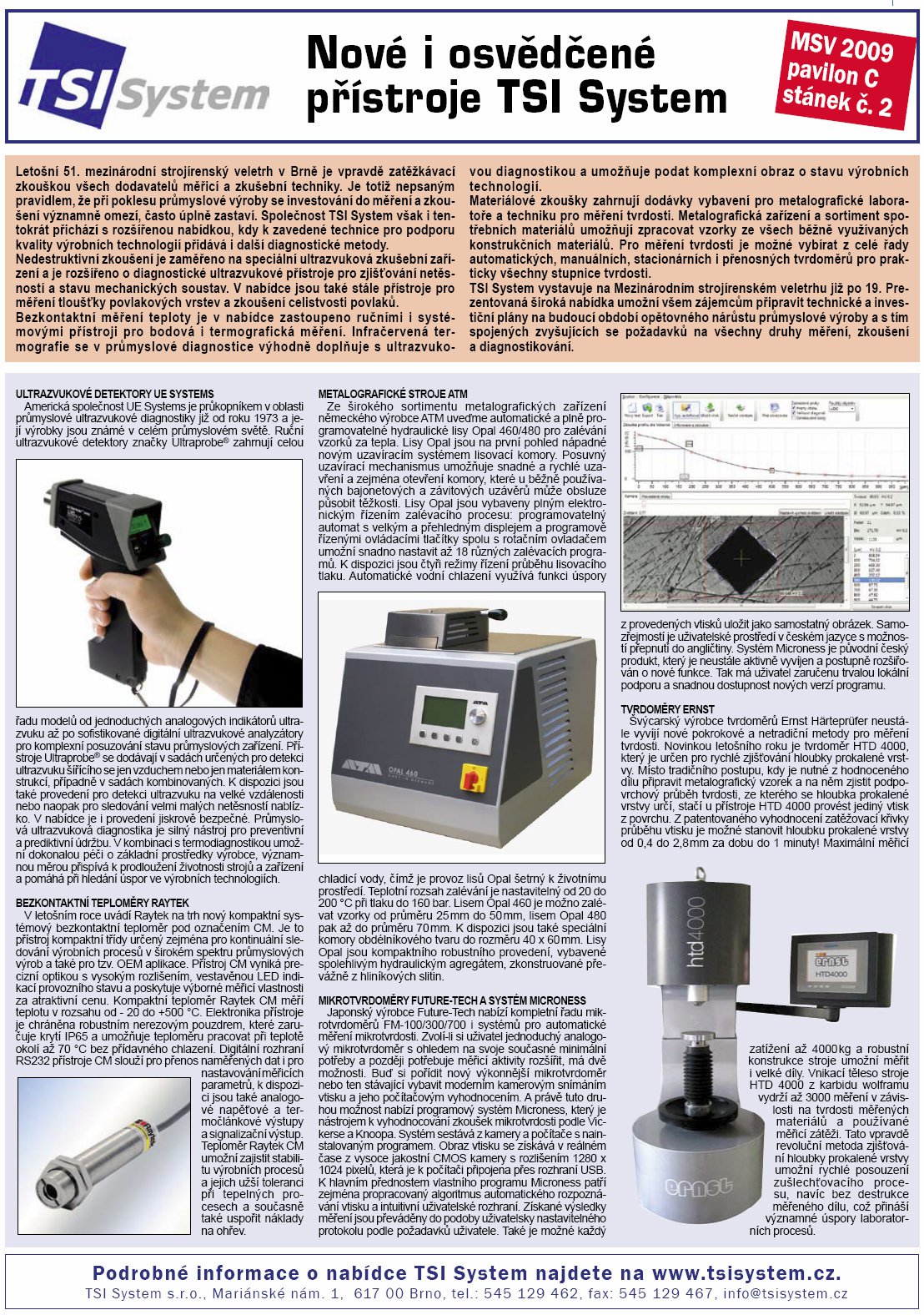 Technický týdeník, č.18 - 2009 - Nové i osvědčené přístroje TSI System