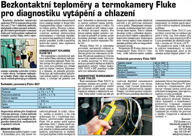 Bezkontaktní teploměry a termokamery Fluke pro diagnostiku vytpápění a chlazení 2008