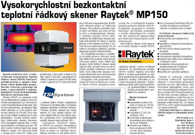 2008 Vysokorychlostní bezkotaktní teplotní řádkový skener Raytek MP150